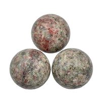 AD Beads Natural Gemstone Harmony Round Ball Crystal Healing Sphere Massage Rock 20~50mm (30 Red Sesame, 35mm)