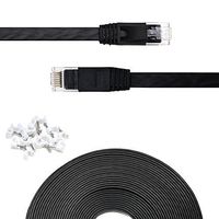 Cat6 Ethernet Cable 1ft 10-Pack Flat Network Internet Cord, Solid High Speed Patch LAN Wire Rj45 Connectors, UTP, Faster Than Cat5e/Cat5, Black