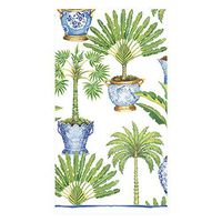 Caspari Potted Palms Paper Guest Towel Napkins in White, Four Packs of 15