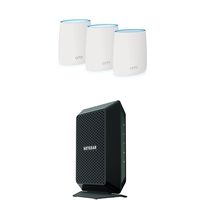 NETGEAR Orbi Home Mesh WiFi System | Compact Design (RBK23) with NETGEAR Cable Modem 32x8 DOCSIS 3.0 Max speed 1.4Gbps (CM700-1AZNAS)