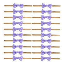 Hemoton 100pcs Colors Bow Tie Twist Lovely Cute Bow Twist Tie for Bakery Candy Lollipop Sealing Cello Bag Treat Bag(Purple)