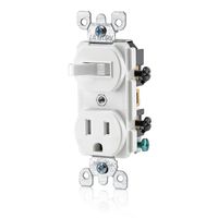 1-Pole Commerical Grade Tamper-Resistant Combo Duplex Receptacle/Toggle Switch, White, 120 Volts, 15 Amps