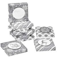 Wrap N Roll Christmas Gift Card Holder - Cash or Check Gift Card Box - Christmas Designs & Silver Ribbon- Pack of 9