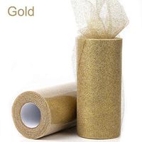 Generic 6"x 25YD Tulle Roll Spool Tutu Wedding Party Gift Wrap Fabric Craft Decorations (Glitter Gold)