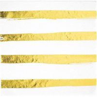 White and Gold Foil Striped Napkins, 48 ct