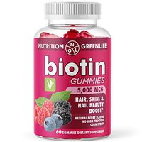 Biotin Gummies 5,000 MCG Hair, Skin, & Nails Beauty Boost - Vegan - Natural Flavors and Colors - 60Ct