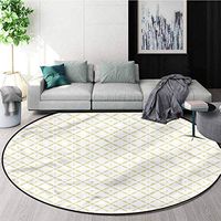 RUGSMAT Modern Modern Flannel Microfiber Non-Slip Machine Round Area Rug,Checkered Pattern with Dots Carpet Door Pad for Bedroom/Living Room/Balcony/Kitchen Mat Round-55