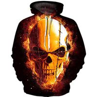 Alangbudu Women&Men Unisex Halloween Both Side Print Hoodie Pullover Long Sleeve Sweatshirt Oversized Tops Blouse Tunic Black