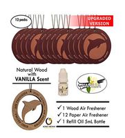 KOKO AROMA Vanilla Best Price Air Sanitizer Car Freshener and Odor Remover, 1 Natural Wood, 12 Papers, 1 Refill and Reusable (Vanilla 1 Pack)