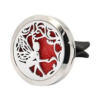 Iuhan Aromatherapy Car Diffuser Vent Clip, Essential Oil Car Diffuser Vent Clip Locket Stainless Steel Diffuser Locket -Angel(C)