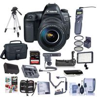 Canon EOS-5D Mark IV Digital SLR Camera Body Kit with EF 24-105mm f/4L is II USM Kit - Bundle with 64GB U3 SDXC Card, Camera Case, Tripod, Spare Battery, Battery Grip, Video Light and More