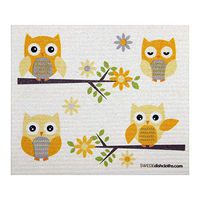 Owls in Branches ONE Each Swedish Dishcloth | ECO Friendly Absorbent Cleaning Cloth | Reusable Cleaning Wipes