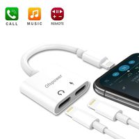 EldHus Headphone Dongle Splitters White Dual Audio Adapter with Music Control & Call & Charge Function for iOS System
