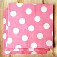 Tableclothsfactory Big Polka Dots Restaurant Party Beverage Paper Napkins - Pink and white - 20 PCS