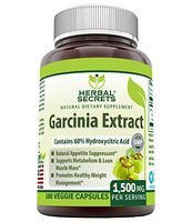 Herbal Secrets - Garcinia Extract Natural Dietary Supplement - 1,500 Milligrams - 180 Veggie Capsules - Promotes Healthy Weight Management - Kickstarts Metabolism