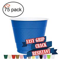 TigerChef 9 Ounce Blue 75 Pack Easy Grip Plastic Party Cups Solid Color Disposable 9 Oz Plastic Cups BPA Free