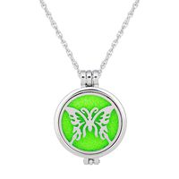GerTong 1PCS Aromatherapy Essential Oil Diffuser Pendant Necklace, Openwork Butterfly Stainless Steel Locket with Chain 5 Refill Pads