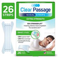 Clear Passage Nasal Strips Extra Strength, Clear, 26 ct | Works Instantly to Improve Sleep, Reduce Snoring, Relieve Nasal Congestion Due to Colds & Allergies