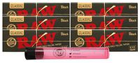 RAW Black Natural Unrefined 1 1/4 Rolling Papers (6 Packs) with Rolling Paper Depot Kewl Tube