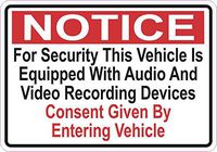 StickerTalk Vehicle is Equipped with Recording Devices Vinyl Sticker, 5 inches by 3.5 inches