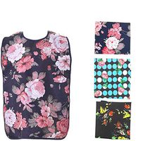 JINTAOFA Adult Bibs, Women Dining Clothing Protectors, Adult Mealtime Protector, Patient Bibs, Waterproof Washable Bib, Rose Flower 3 Pack
