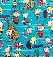 Peanuts Snoopy Schroeder Piano Music on Blue Wrapping Paper Gift Wrap with Gridlines (3.33 Feet Wide - 60 Sq Feet)