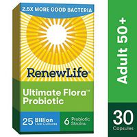 Renew Life  Adult Probiotic - Ultimate Flora Adult 50+ Probiotic Supplement - Shelf Stable, Gluten, Dairy & Soy Free - 25 Billion CFU - 30 Vegetarian Capsules