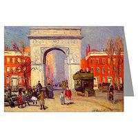 Twelve Note Cards of William Glackens Ashcan School Impressionist Oil Painting Titled Washington Square Park in a Boxed Set