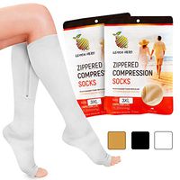 Zipper Compression Socks with Zip Guard Skin Protection & Open Toe (Sizes Med to 6XL)- 15-20mmHg Medical Compression Socks for Men & Women (3XL-Calf 15-18inch)