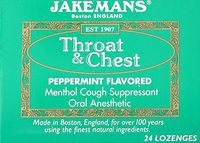 Jakemans Lozenge Throat and Chest, Peppermint, 24 Count