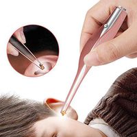 Cute Ear Pick Ear Wax Remove LED Flashlight Baby Ear Pick Cleaner Tweezer Ears Care Tool (Rose Gold)