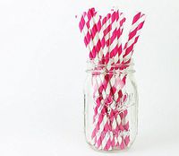 Hot Pink Swirl Pattern Paper Straws (25 pcs.)