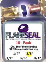 FlareSeal Model FS06-10PK Leak Free 3/8" SAE Flare Seal Fitting - Refrigeration, HVAC, Flare Leak, Ductless, Schrader Valve, Mini Split or VRV Applications (3/8", 10 Pack) j