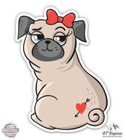 GT Graphics Pug Cutie Sexy - 8" Vinyl Sticker - for Car Laptop I-Pad - Waterproof Decal