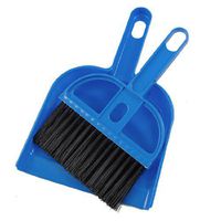 uxcell Plastic Mini Corner Cleaning Broom Dustpan Set 2 in 1 Blue Black