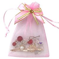 Outdoorfly 50PCS Drawstring Organza Bags 4x6 Inches Pink Bowknot Jewelry Pouches Chrismas Party Wedding Favor Baby Shower Bags Candy Sample Present Bags(Pink Bowknot)