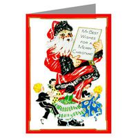 Vintage Santa Checking His List twice Christmas Holiday Note Card Set