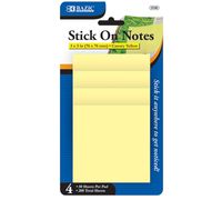 BAZIC 50 Ct. 3" X 3" Yellow Stick On Note (4/Pack), Case of 24