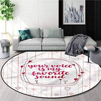 Love Modern Vintage Rugs,Hearts Lines Romantic Non-Slip Living Room Soft Floor Mat Round-63