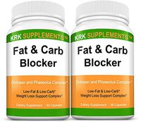 2 Bottles Fat and Carb Blocker with Phaseolus Vulgaris (White Kidney Bean Extract) Chitosan Extreme Diet Pills Weight Loss 180 Total Capsules KRK Supplements