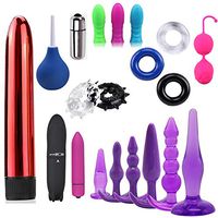 Escolourful Adult Six-Toys Set Silicone Amal Plug Metal Waterproof Vibrant Pennis Ring Balls for Couples Beginner,14pcs (Purple 6)