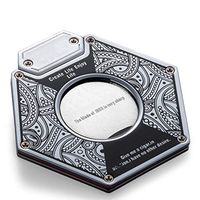 OLT- Smoking set Portable Cigar Cutter Stainless Steel Double Blade Guillotine Scissors for Most Size of Cigars, Hexagonal (Color : Silver Black)