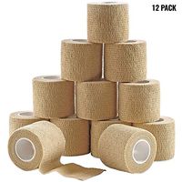 MEDca Self Adherent Cohesive Wrap Bandages 2 Inches X 5 Yards 12 Count with Strong Elastic First Aid Tape for Sprain Swelling and Soreness on Wrist and Ankle (Skin Color)