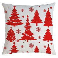 Indexshop Happy Christmas red snowflake Throw Pillow Cover, Cotton Linen Throw Pillow Cover 18x18 Inch, Home Decor Xmas Decorative Pillowcase Cushion Case Sofa (D)