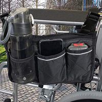 Wheelchair Accessories, Waterproof Wheelchair Bags to Hang on Side with Bright Line Black Storage Organizers for Home/Outdoor/Car (Black Side Upgraded Version)