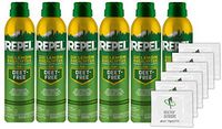 HAO Repel Lemon AEROSOL Eucalyptus Insect Repellent, 4 oz (6 Count) W/ 6 Bonus Wipes