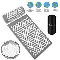 Benooa Acupressure Mat and Acupressure Pillow Massage Set,Acupuncture Mats and Acupuncture Pillow for Therapy Back Neck Pain Relief Sciatic Pain,Insomnia,Muscle Relaxation with Carrying Bag (Grey)