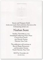 White Embossed Cross Baptism Christening Invitations - Set of 20