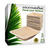 5oz Biodegradable Bowls Square 4 Inch Palm Leaf Bowls (25 Pack) Bamboo Bowls Disposable Bowls for Weddings, Parties, Birthdays, Indoor & Outdoor Dining