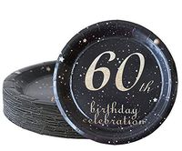 60th birthday decorations party supplies set,60th birthday gifts for women or men, 50 piece paper plates,9 x 9 Inches. (60)